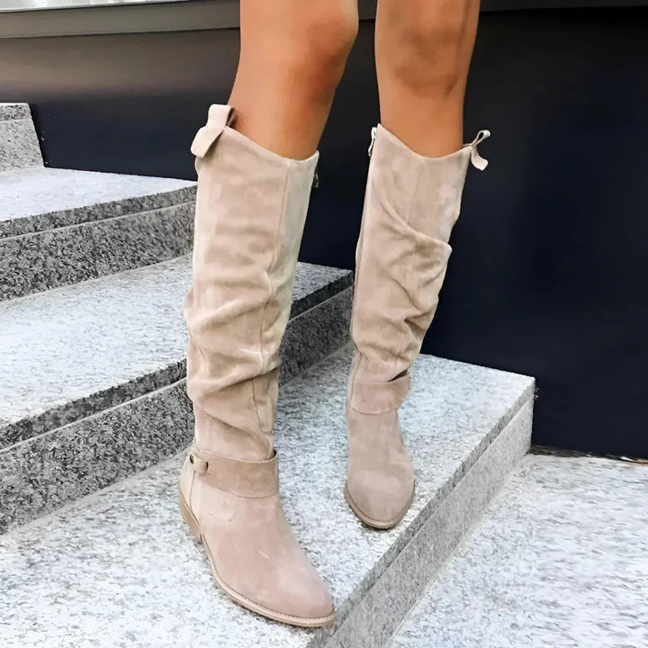 Bottes Suédées à Talon Plat