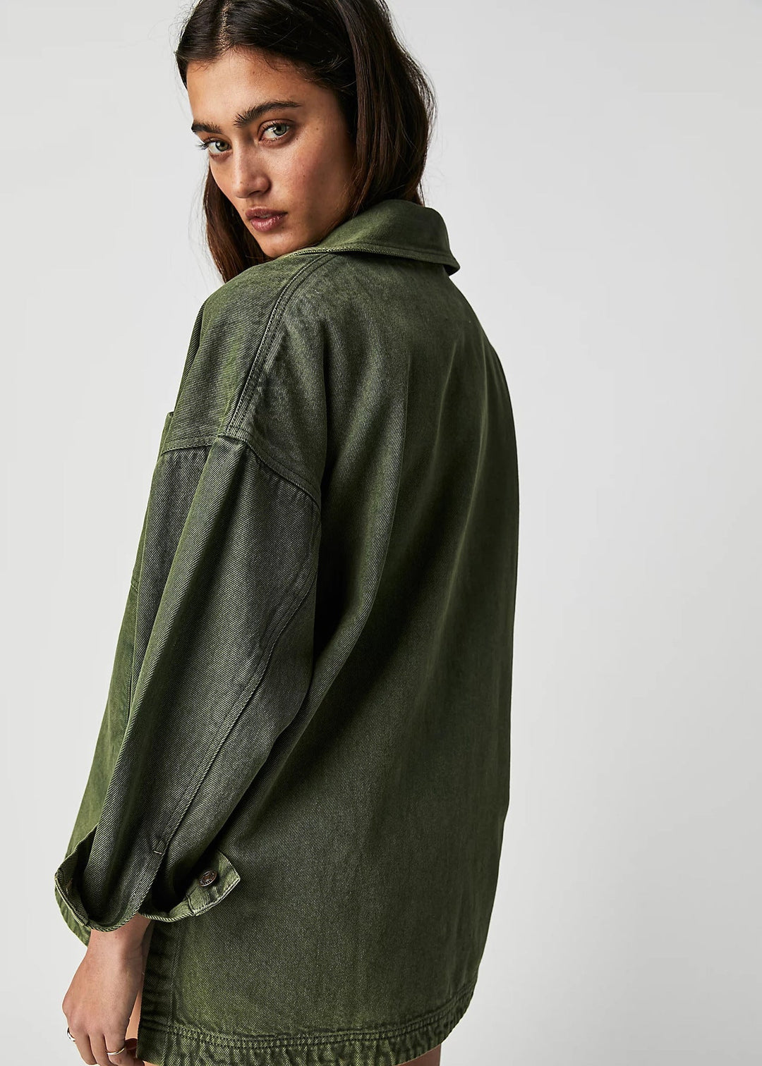 Manteau Long en Jean à Poches Latérales