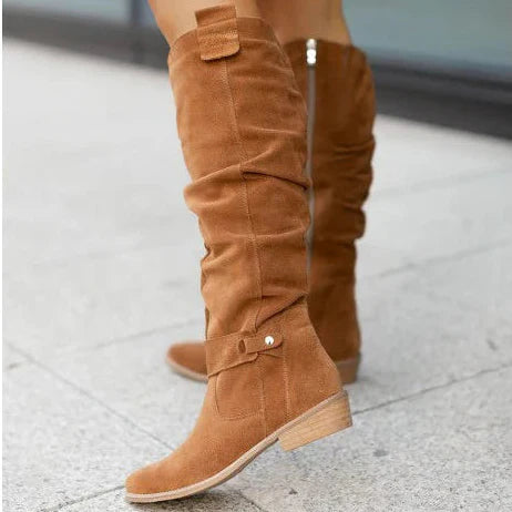 Bottes Suédées à Talon Plat