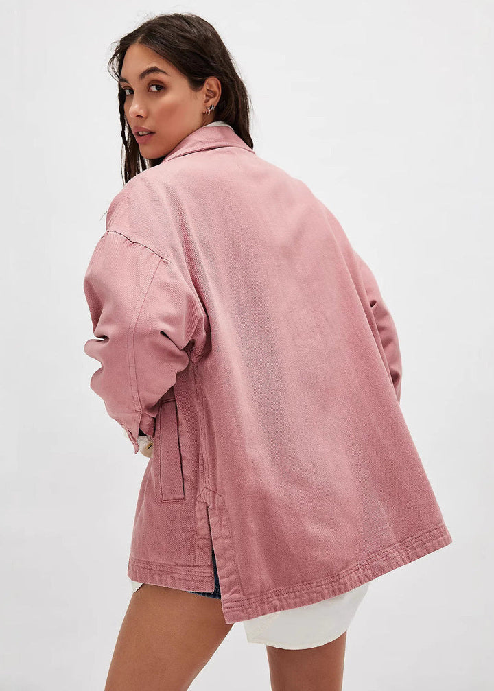 Manteau Long en Jean à Poches Latérales